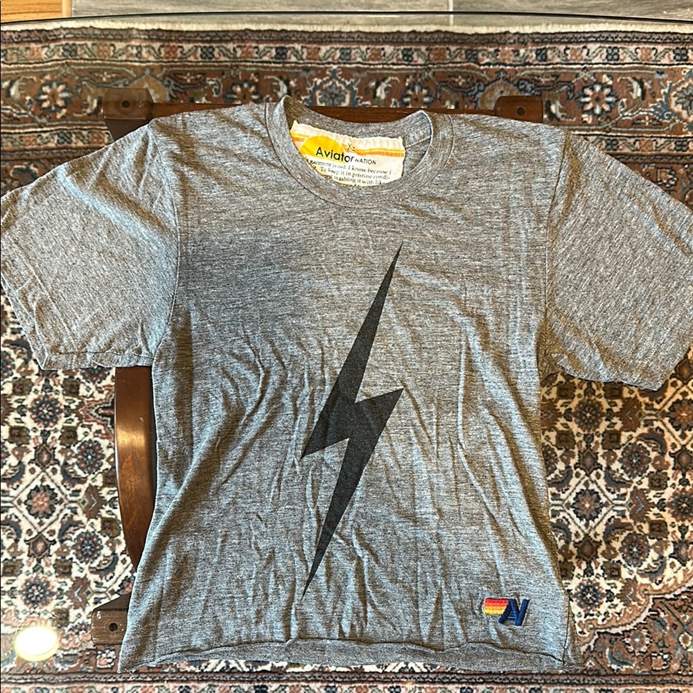 Aviator Nation Gray Lightning Bolt Tee